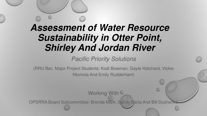 Assessment of Water Resource Sustainability in Otter Point, Shirley, and Jordan River