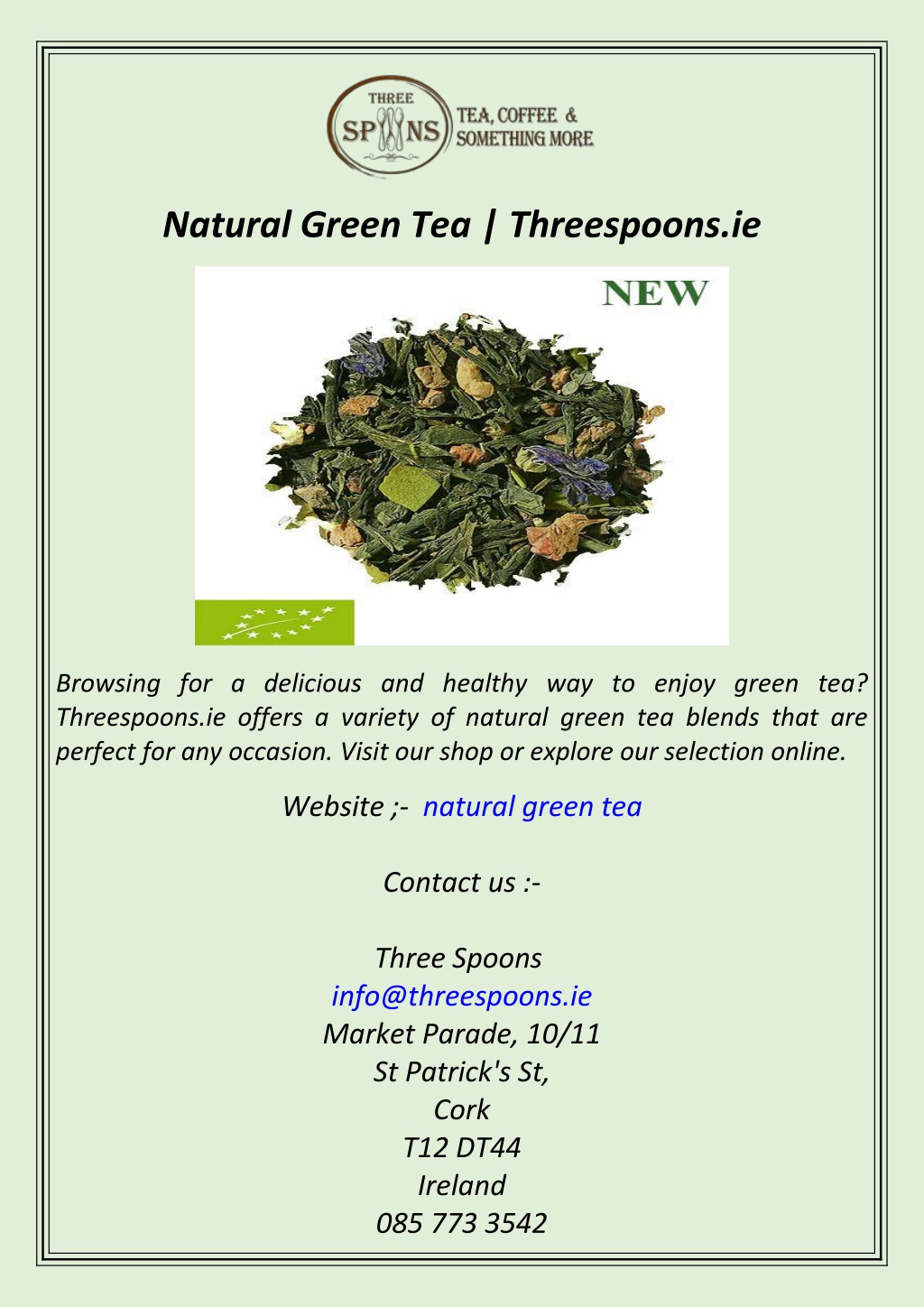 natural green tea threespoons ie l.w