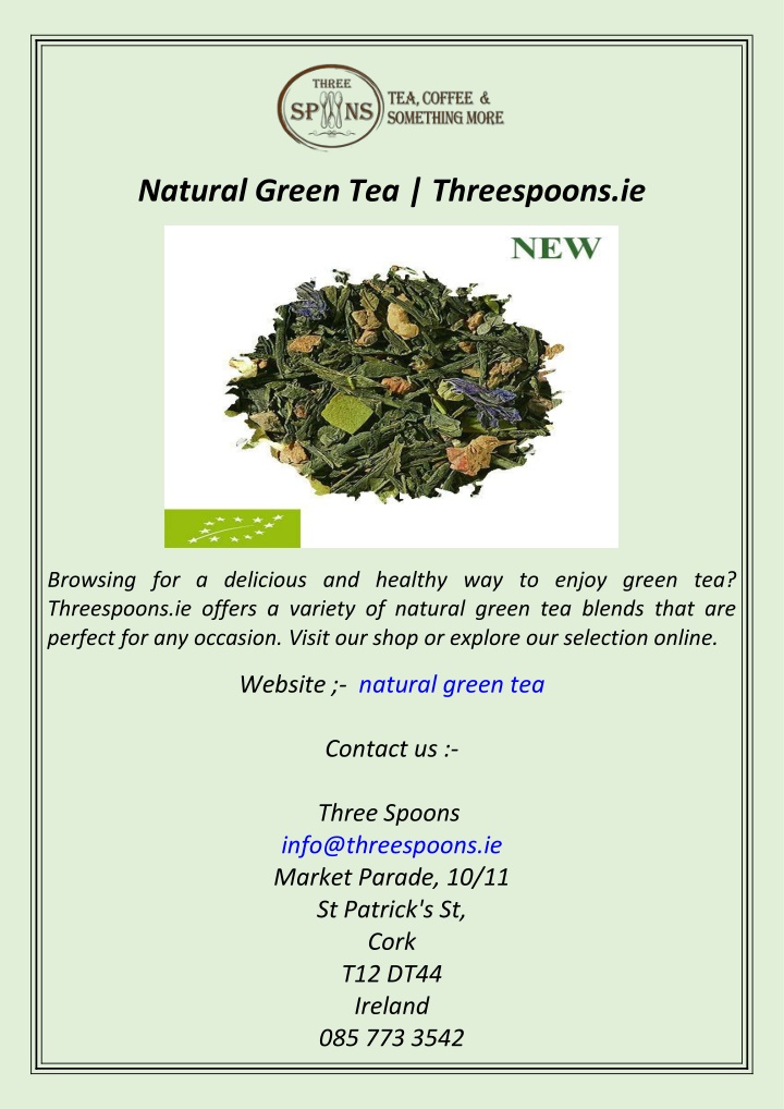 natural green tea threespoons ie n.w