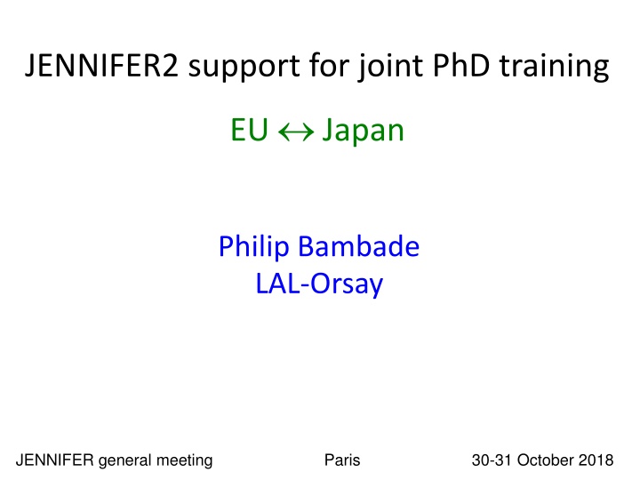 Promotion of Joint EU-Japan PhD Training Program in Particle Physics