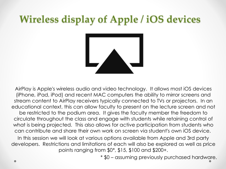 AirPlay Technology for Wireless Display in Education