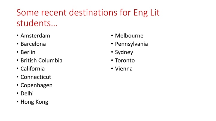 International Exchange Opportunities for English Literature Students