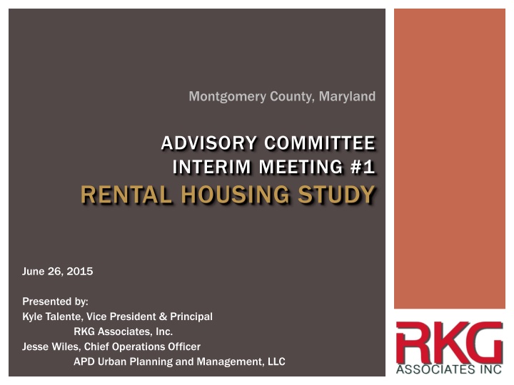Montgomery County, Maryland Rental Housing Study Interim Meeting