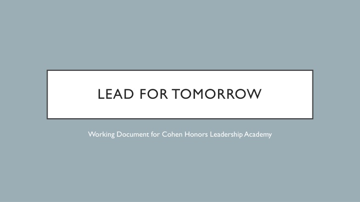 Cohen Honors Leadership Academy - Empowering Tomorrow's Leaders