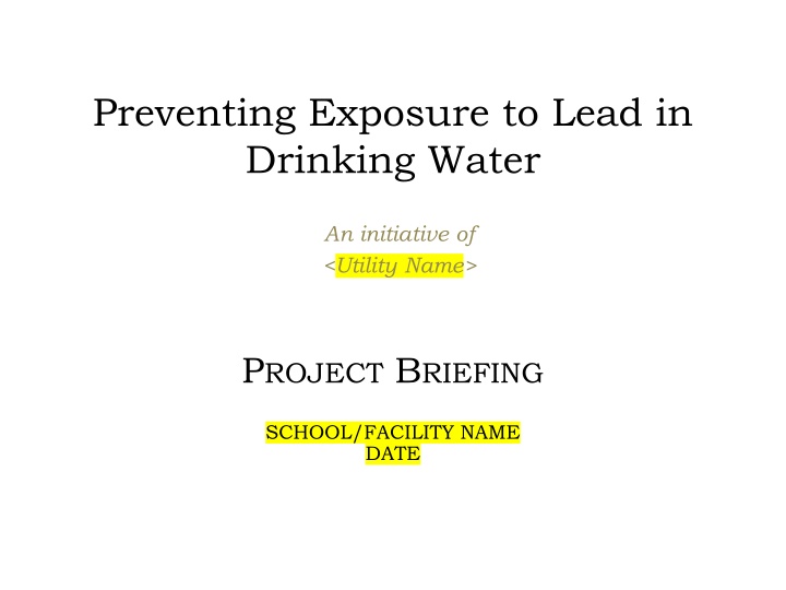 Preventing Exposure to Lead in Drinking Water - Initiative Briefing
