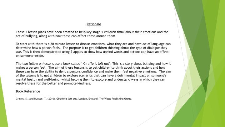 Emotions and Bullying in Key Stage 1 Lessons