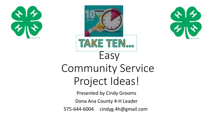 Take Ten Easy Community Service Project Ideas by Cindy Grooms