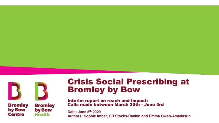Crisis Social Prescribing at Bromley by Bow: Interim Report on Reach and Impact