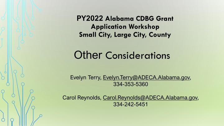 Alabama CDBG Grant Application Workshop Details and Criteria