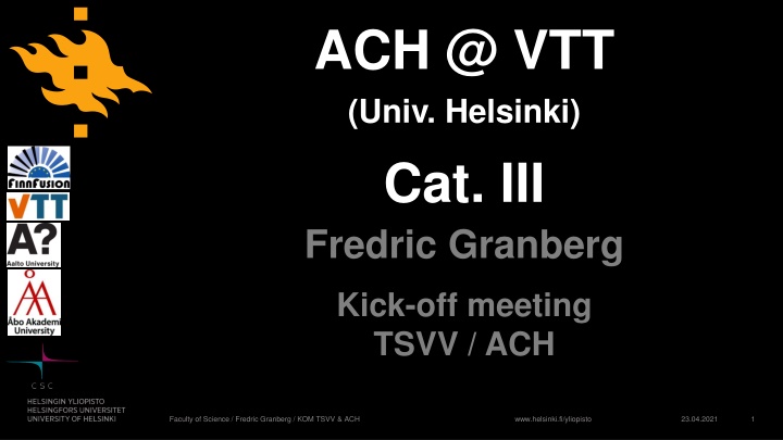 ACH Research Initiatives at the University of Helsinki