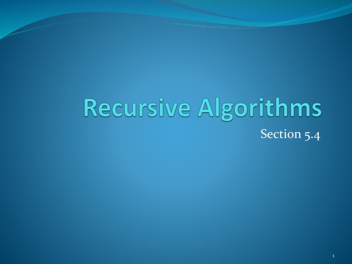 Recursive Algorithms in Computing