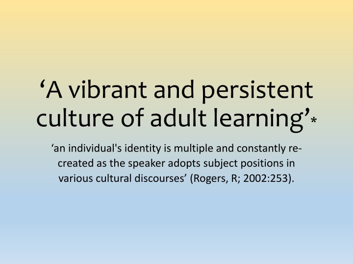 Lost Potential: Adult Education in an Era of Recession
