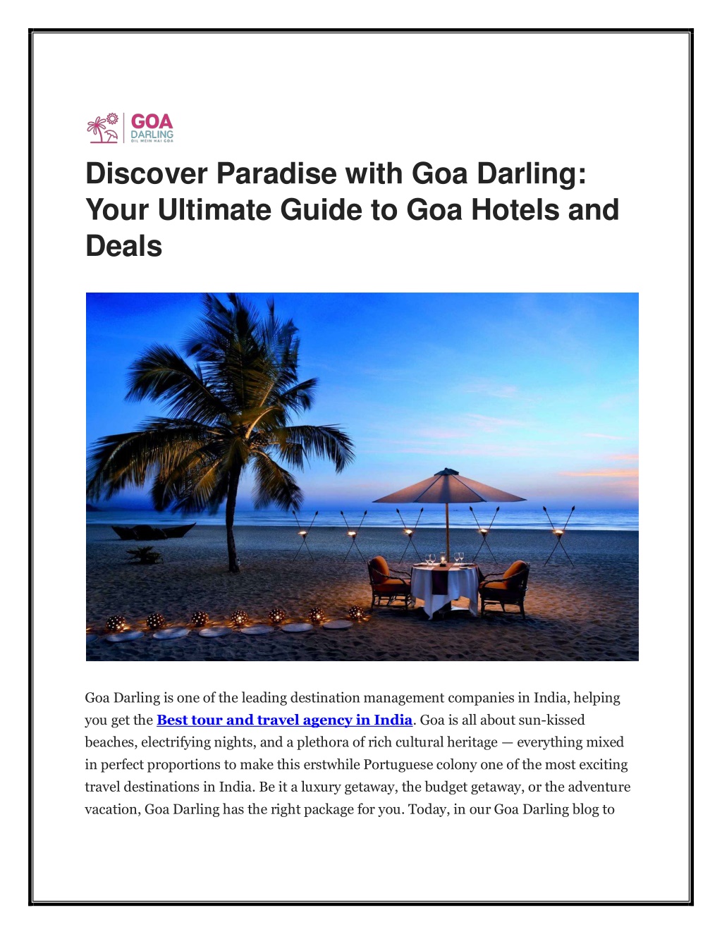 discover paradise with goa darling your ultimate l.w