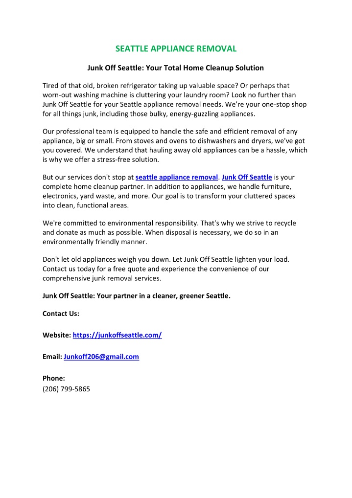 seattle appliance removal n.w