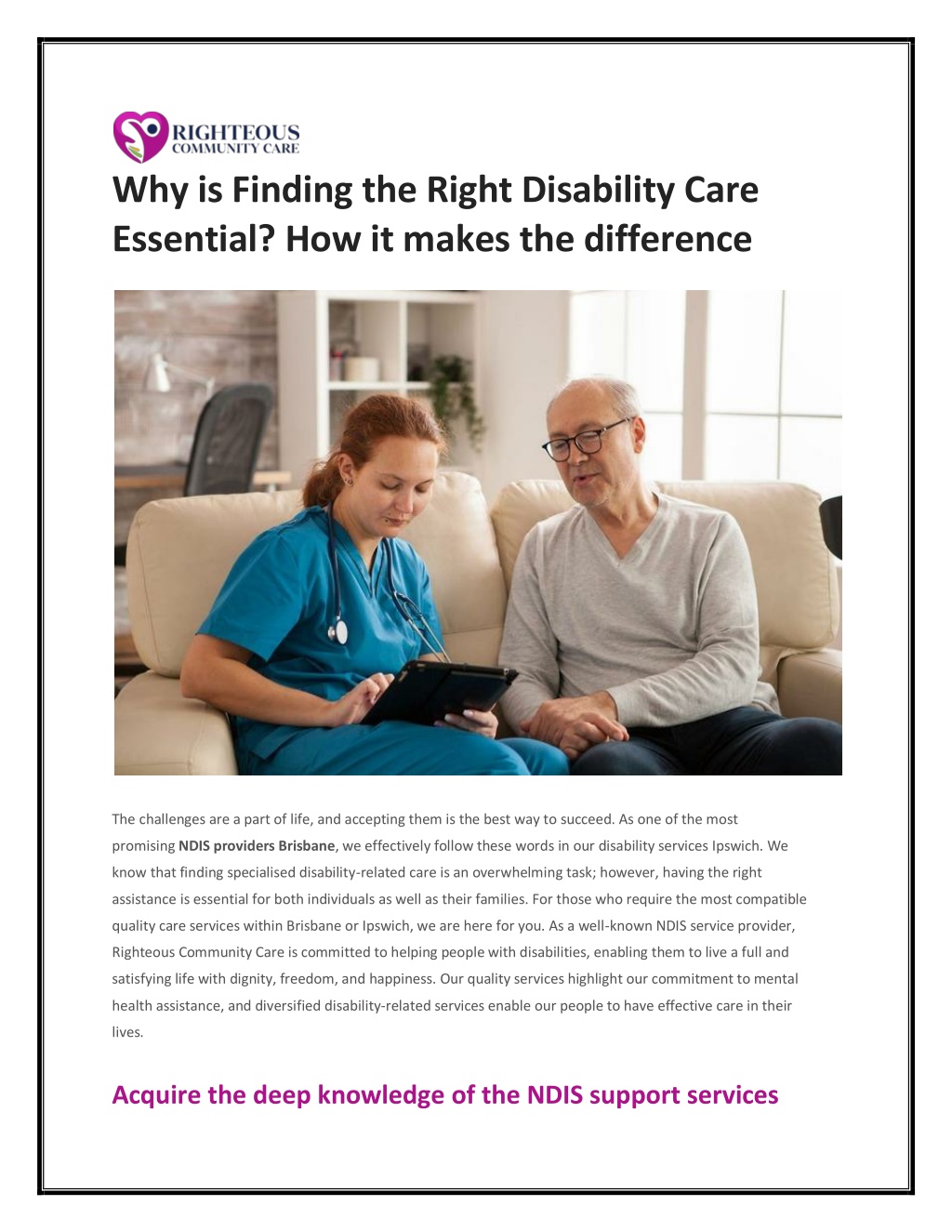 why is finding the right disability care l.w