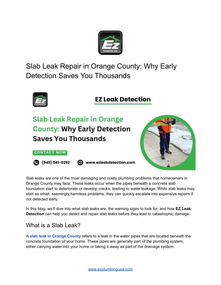slab leak repair in orange county why early n.w
