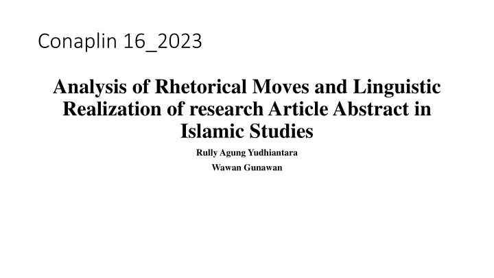 Analysis of Rhetorical Moves in Islamic Studies Research Abstracts