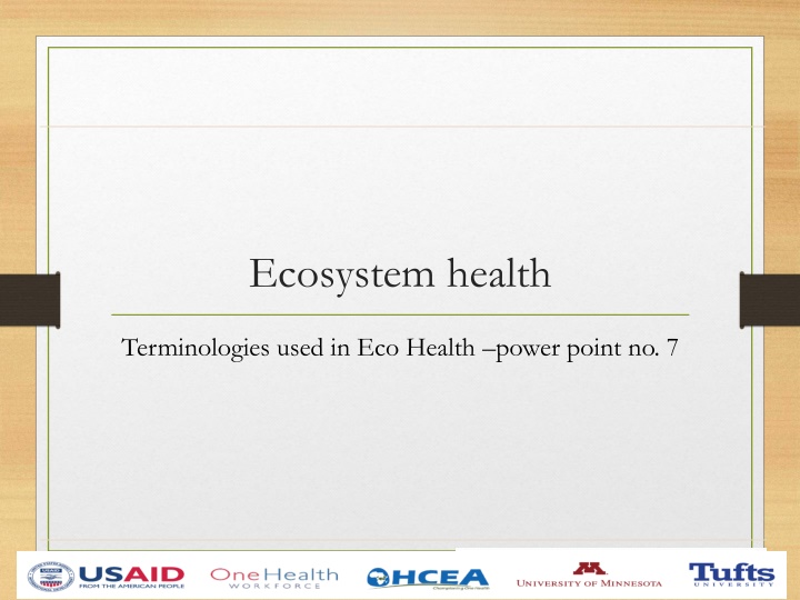 EcoHealth: Terminologies and Concepts