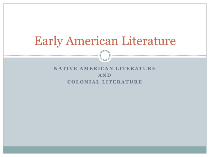 Native American Literature: Creation Stories and Themes