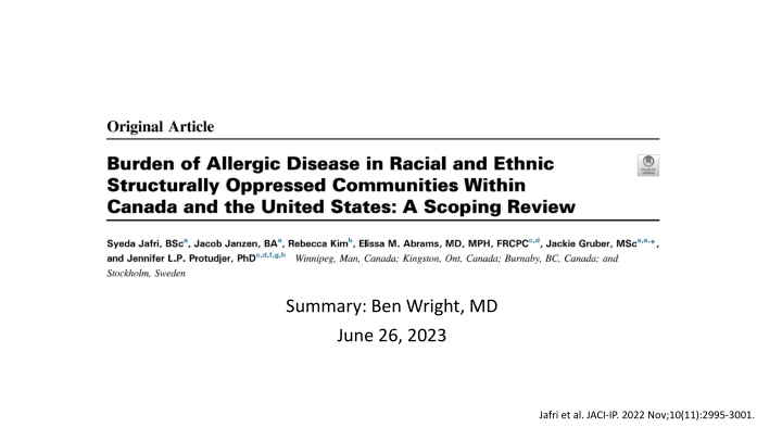 Racial Disparities in Allergic Diseases: A Scoping Review