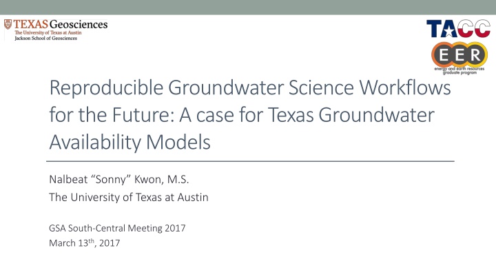 Reproducible Groundwater Science Workflows: Enhancing Decision Support for Texas