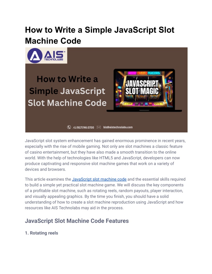 how to write a simple javascript slot machine code n.w