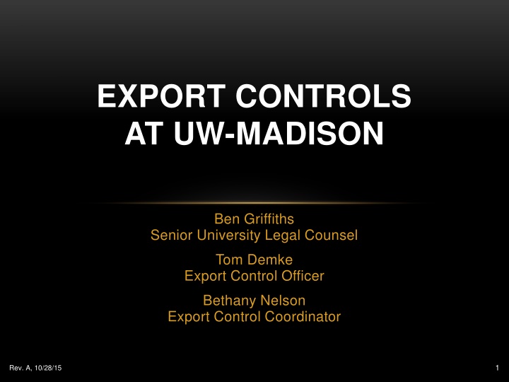 Export Controls at UW-Madison