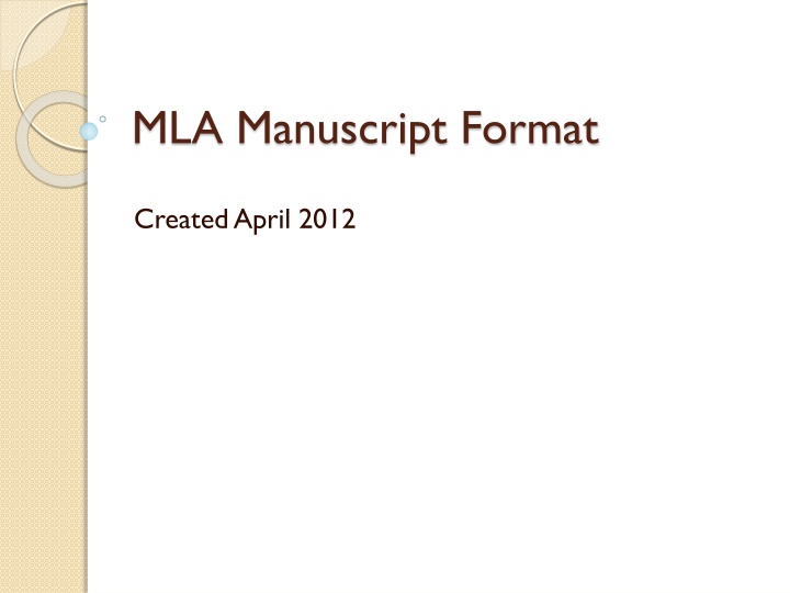 MLA Manuscript Formatting Guidelines