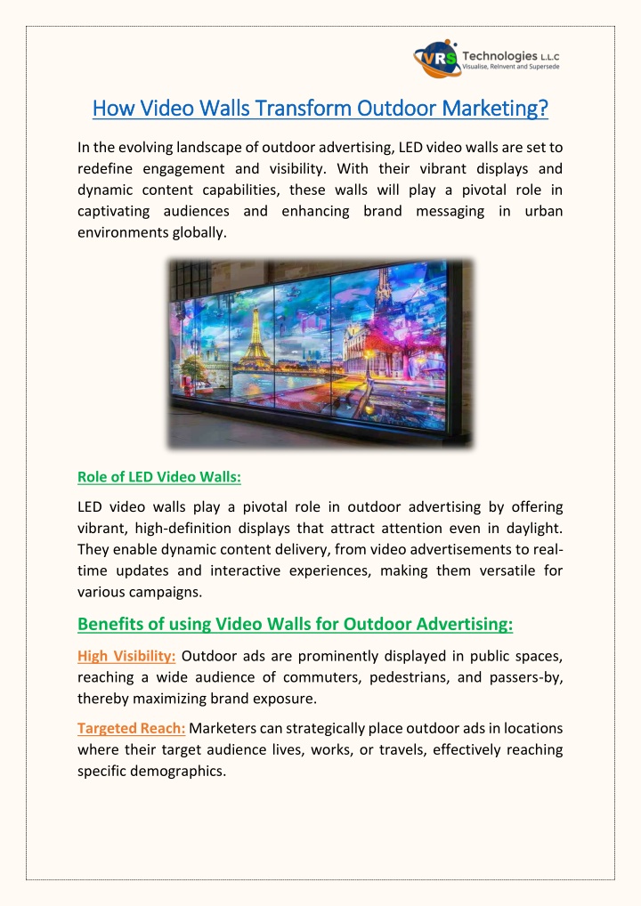 how how video walls transform outdoor marketing n.w
