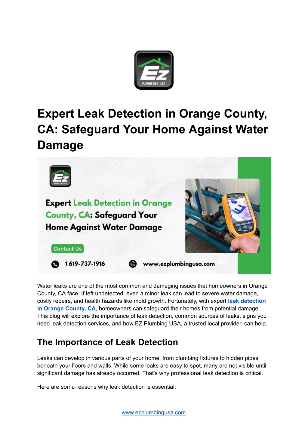 expert leak detection in orange county l.w