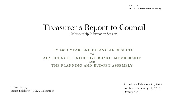 ALA FY 2017 Financial Report Summary