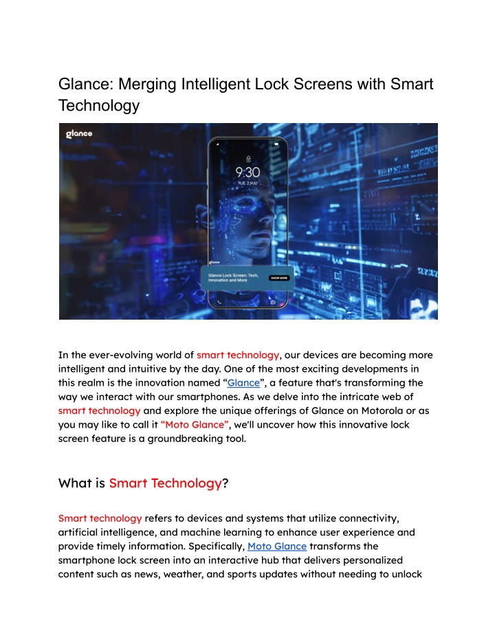 glance merging intelligent lock screens with n.w