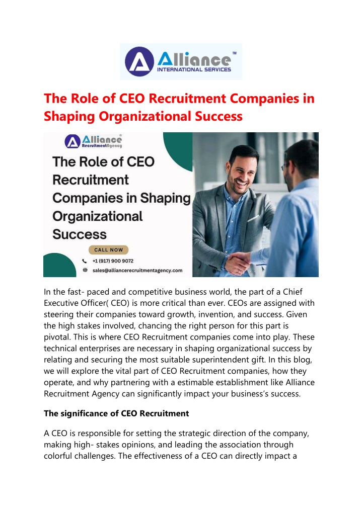 the role of ceo recruitment companies in shaping n.w