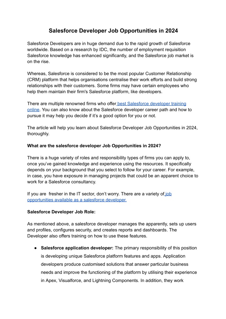 salesforce developer job opportunities in 2024 n.w