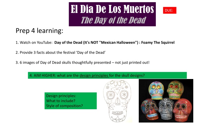 El Día de los Muertos: Festival and Skull Design Principles