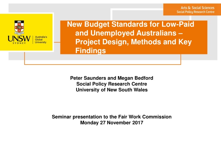 Enhancing Budget Standards for Low-Paid and Unemployed Australians