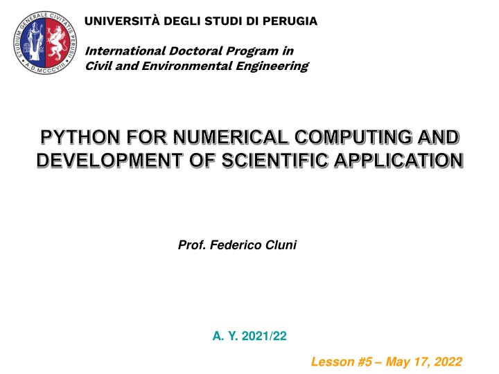 Introduction to Python for Numerical Computing and Scientific Application