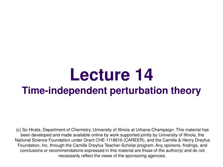 Time-Independent Perturbation Theory in Quantum Mechanics