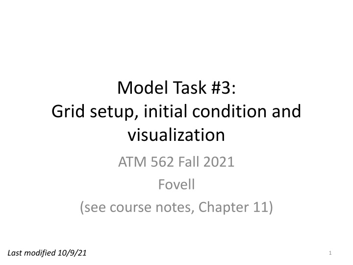 Atmospheric Modeling Task with Initial Conditions and Grid Setup