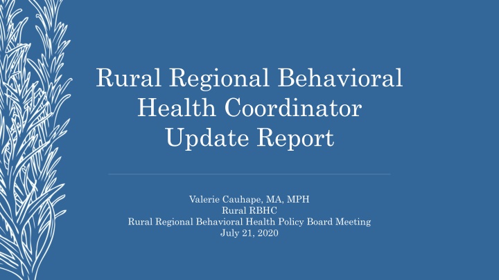 Rural Regional Behavioral Health Coordinator Update Report