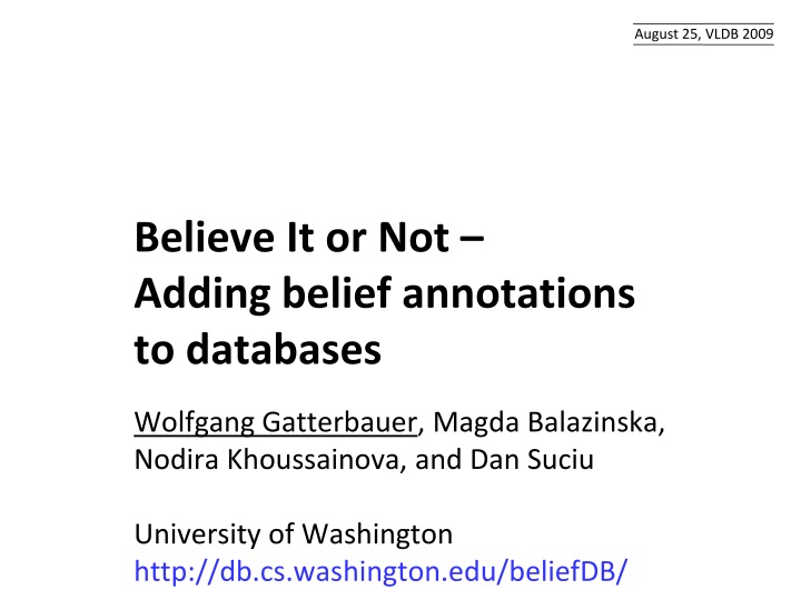 Managing Belief Annotations in Databases: A Modal Logic Approach