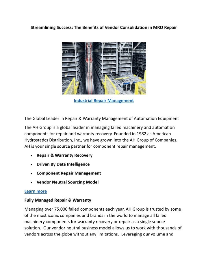 streamlining success the benefits of vendor n.w