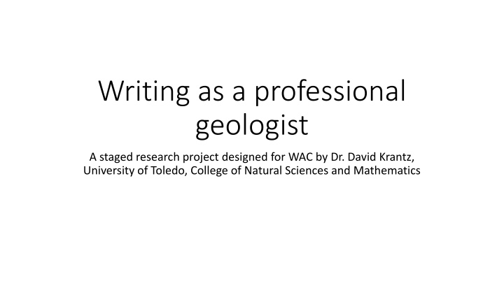 Professional Geologist Research Project in Geology Courses
