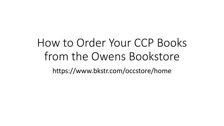 Ordering Your CCP Books from Owens Bookstore Guide