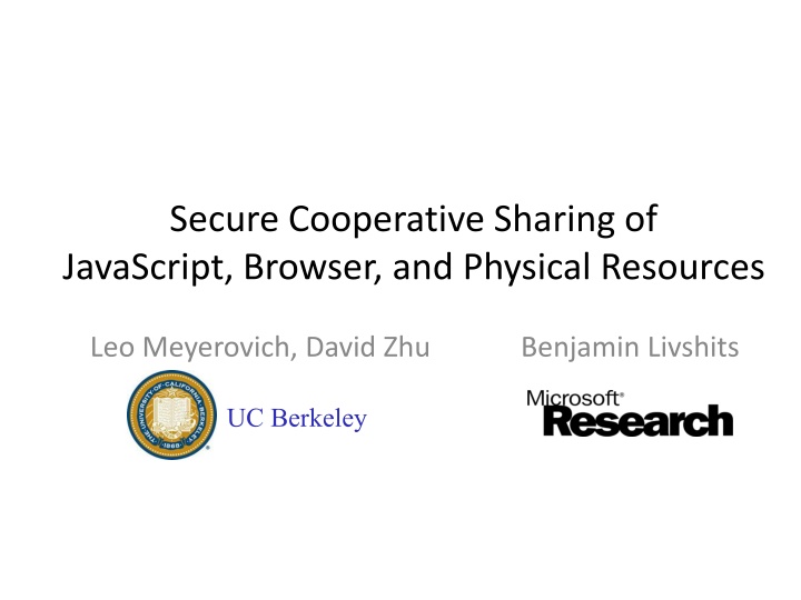 Secure Cooperative Sharing of Resources in Web Applications