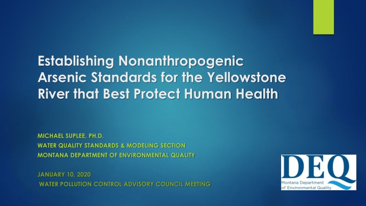 Nonanthropogenic Arsenic Standards for the Yellowstone River