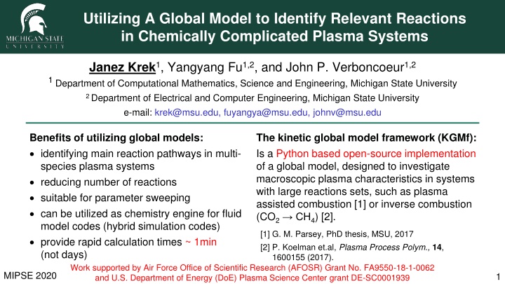 Utilizing a Global Model for Analyzing Reaction Pathways in Plasma Systems