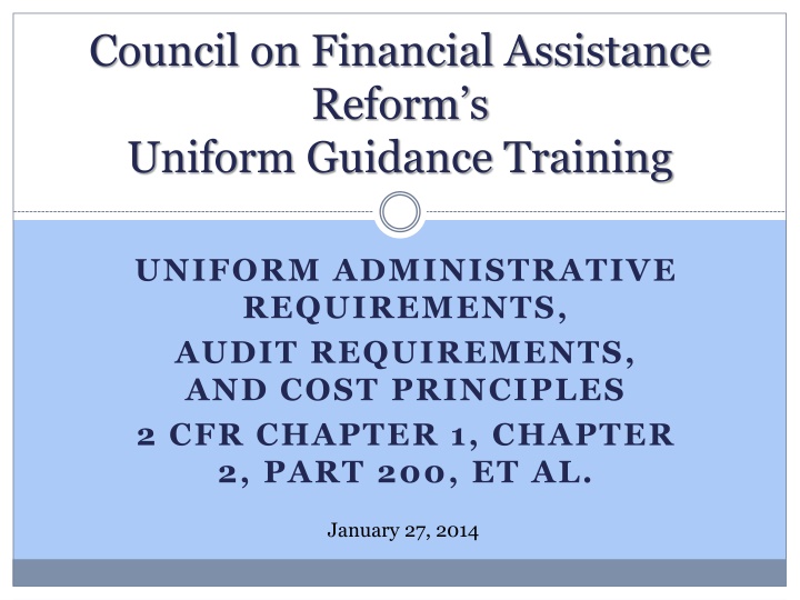 Reforming Audit Requirements for Federal Awards