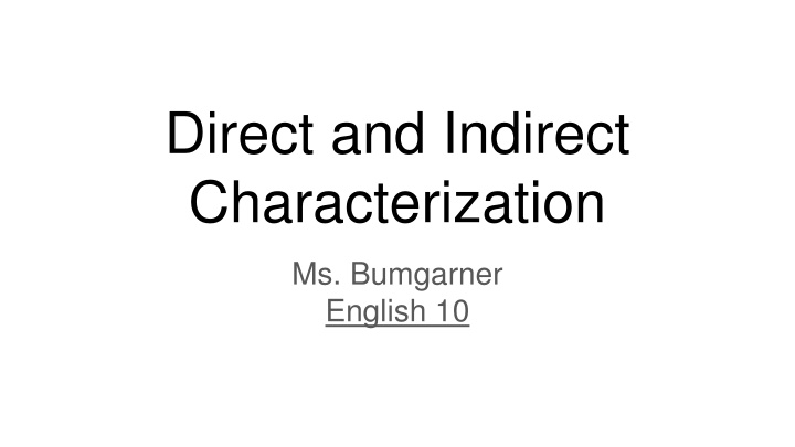 Characterization Techniques in Literature