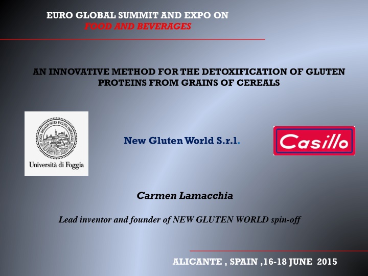 Innovative Detoxification Method for Gluten Proteins in Cereals at Euro Global Summit on Food and Beverages